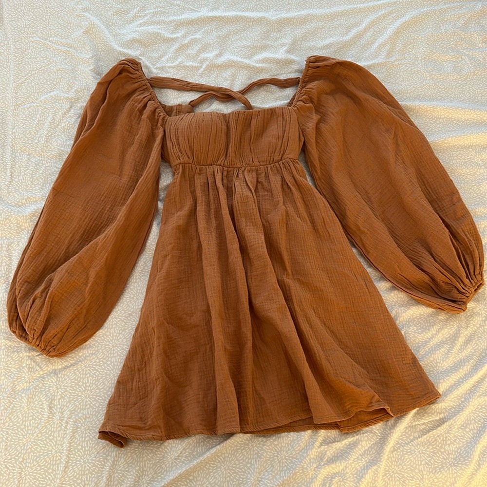 Princess Polly - Let’s Dance Mini Long Sleeve Dress (Rust)